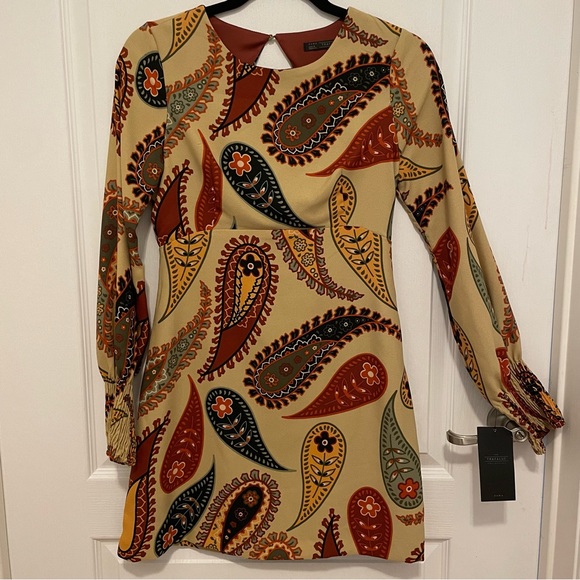 NWT ZARA Floral paisley Long Printed Shirt Dress S Fall Morocco - Picture 6 of 7